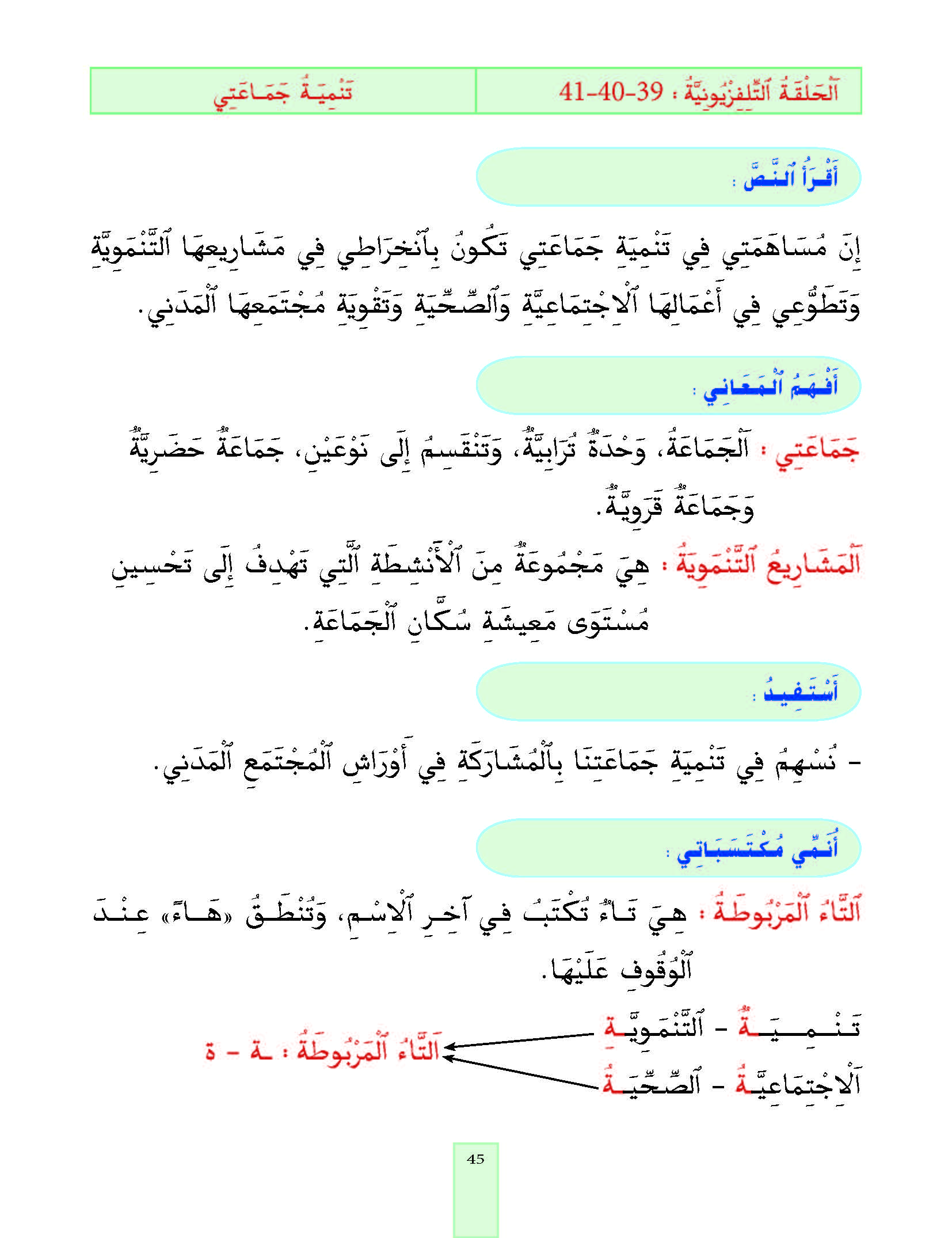 الدرس الأربعون، المستوى الأول المرحلة الثانية من برنامج محو الأمية بواسطة التلفاز والأنترنيت.